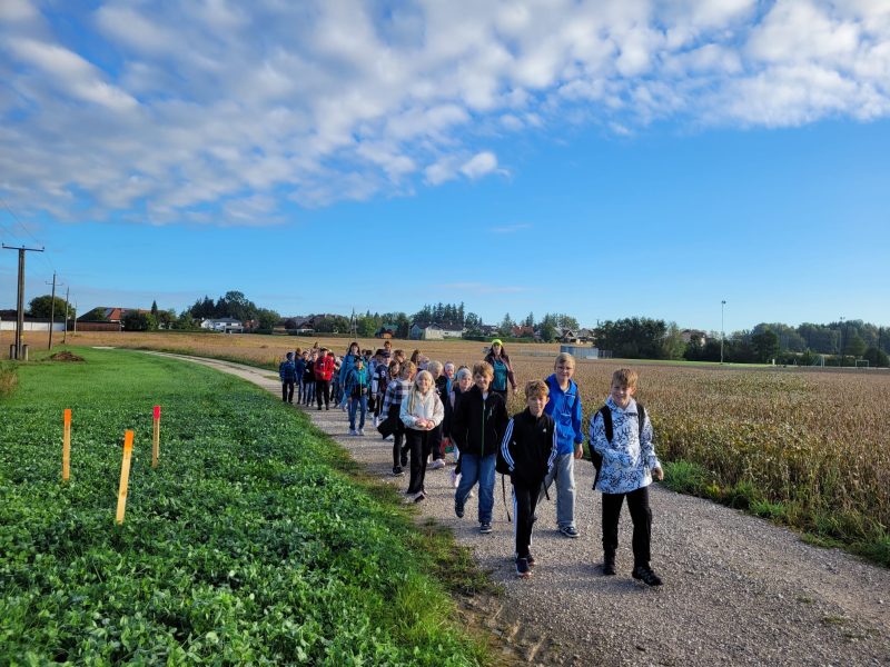 Kinder der 3a und 4ab wandern zur Feuerwehr Voitsdorf.